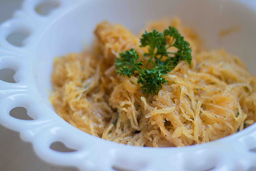 Spaghetti Squash Roasted in Walnut-Infused Olive Oil, Garlic, & Parsley ...