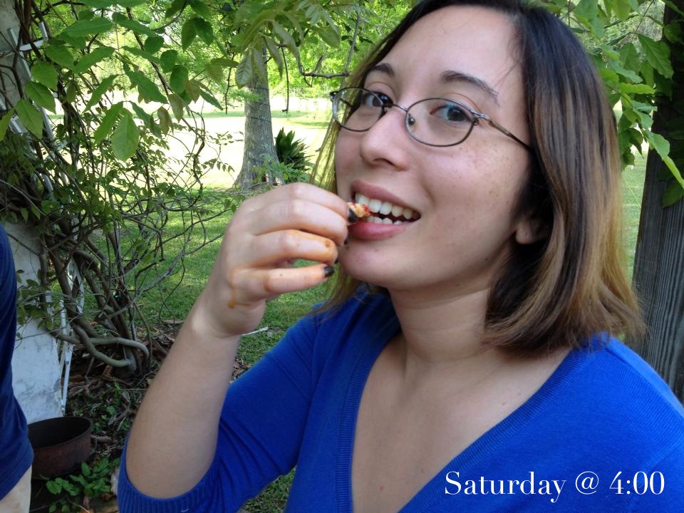 first bite of crawfish!